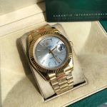 ROLEX Day-date Replica with Blue Dial 904L Steel 8205 Movement Gold Bracelet Blue White Watch